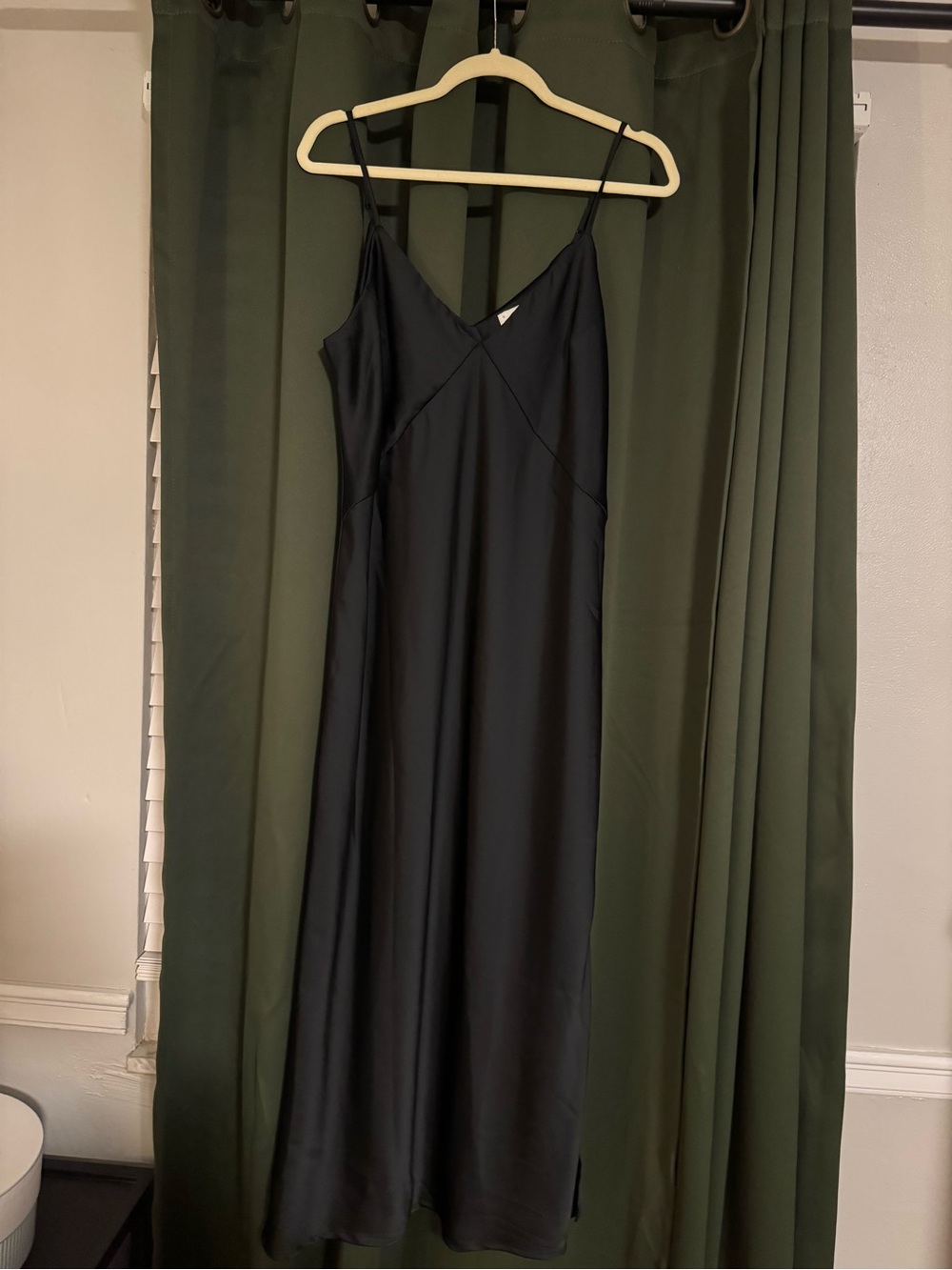 a new day Black Satin Slip Dress with Spaghetti Straps